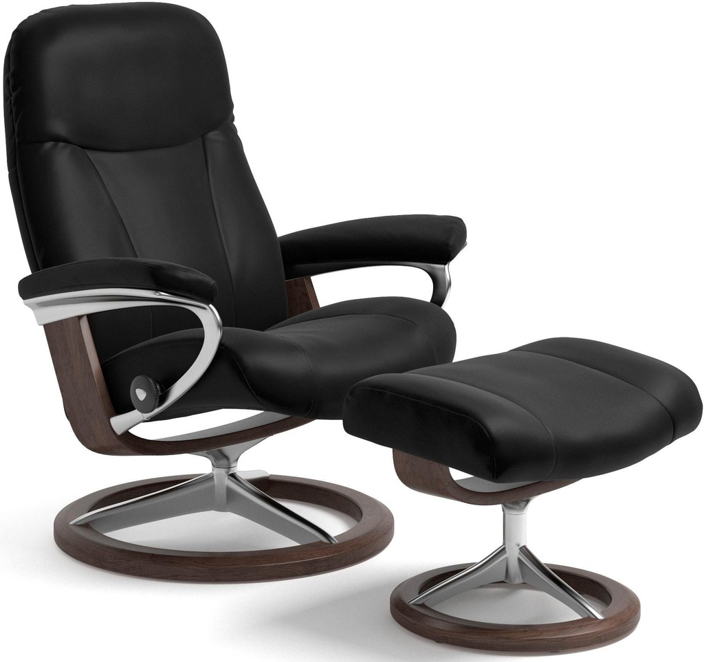 Bild von Stressless® Relaxsessel »Garda«, (Set, Relaxsessel mit Hocker), mit Hocker, mit Signature Base, Größe M, Gestell Wenge