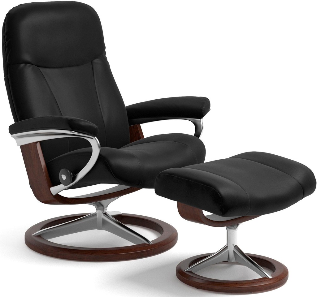 Bild von Stressless® Relaxsessel »Garda«, (Set, Relaxsessel mit Hocker), mit Hocker, mit Signature Base, Größe L, Gestell Braun