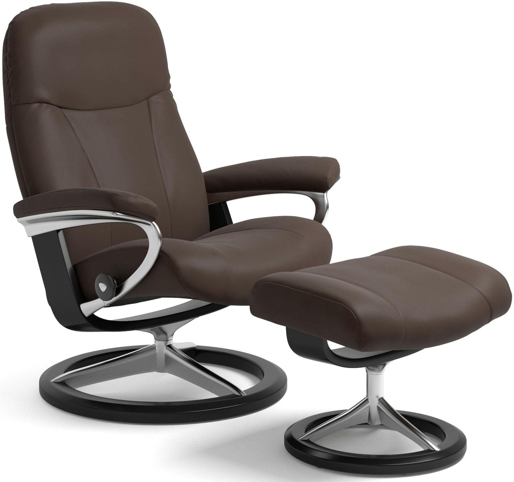 Bild von Stressless® Relaxsessel »Garda«, (Set, Relaxsessel mit Hocker), mit Hocker, mit Signature Base, Größe L, Gestell Schwarz