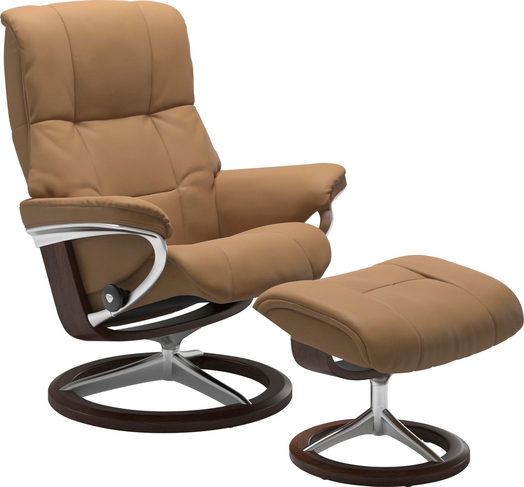 Bild von Stressless® Relaxsessel »Mayfair«, (Set, Relaxsessel mit Hocker), mit Hocker, mit Signature Base, Größe S, M & L, Gestell Braun