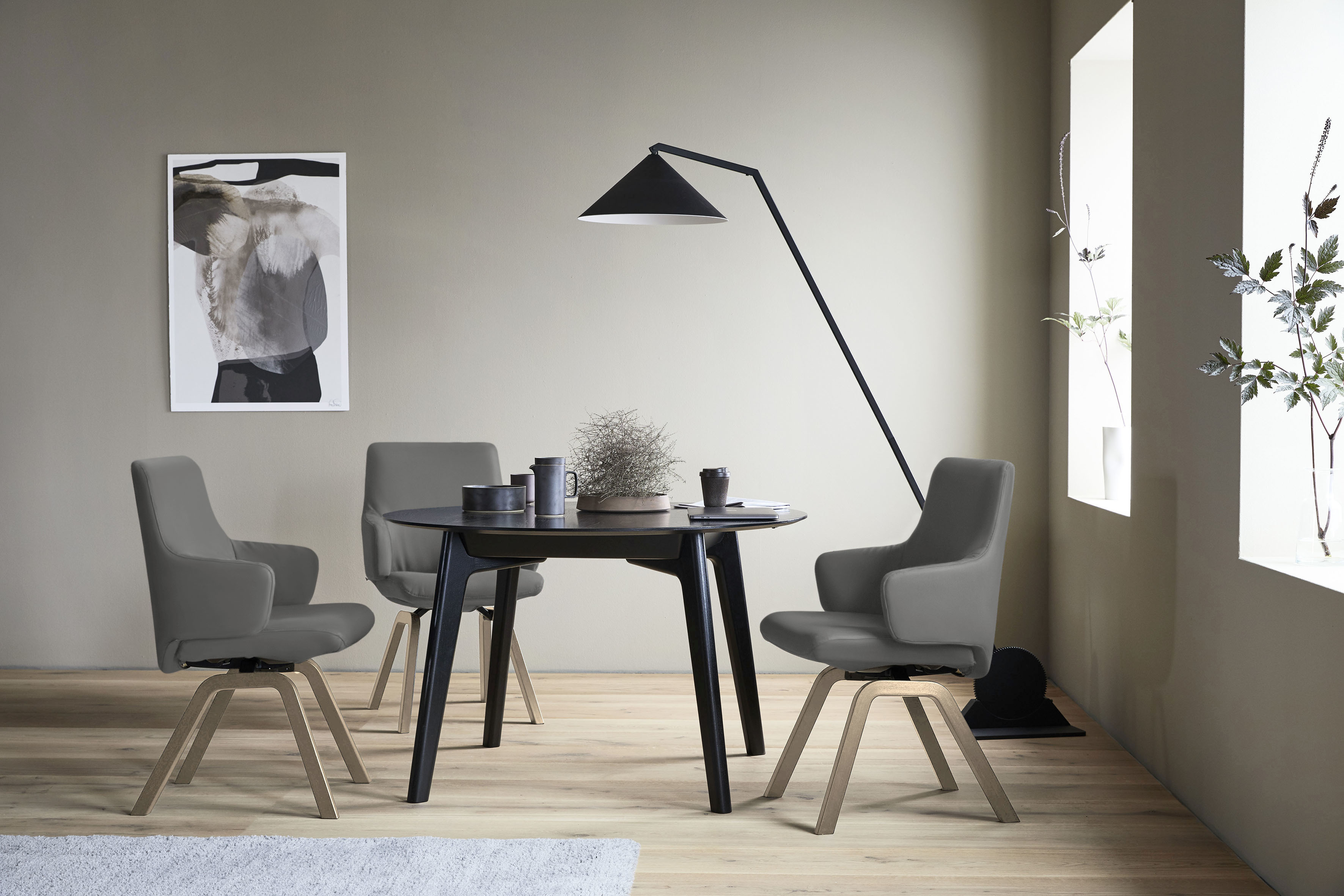 Bild von Stressless® Polsterstuhl »Laurel«, Leder BATICK, Low Back mit Armlehne, Größe L, mit schräggestellten Beinen in Eiche