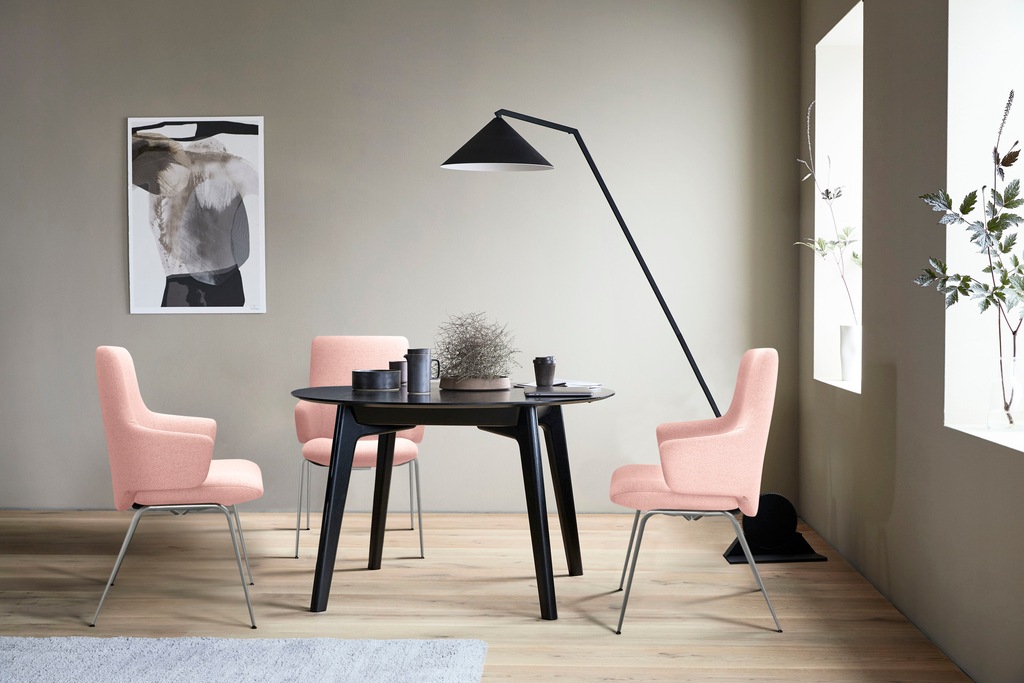 Bild von Stressless® Polsterstuhl »Laurel«, ROHLEDER Stoff Q2 FARON, Low Back mit Armlehne, Größe L, mit Beinen aus Stahl in Chrom matt
