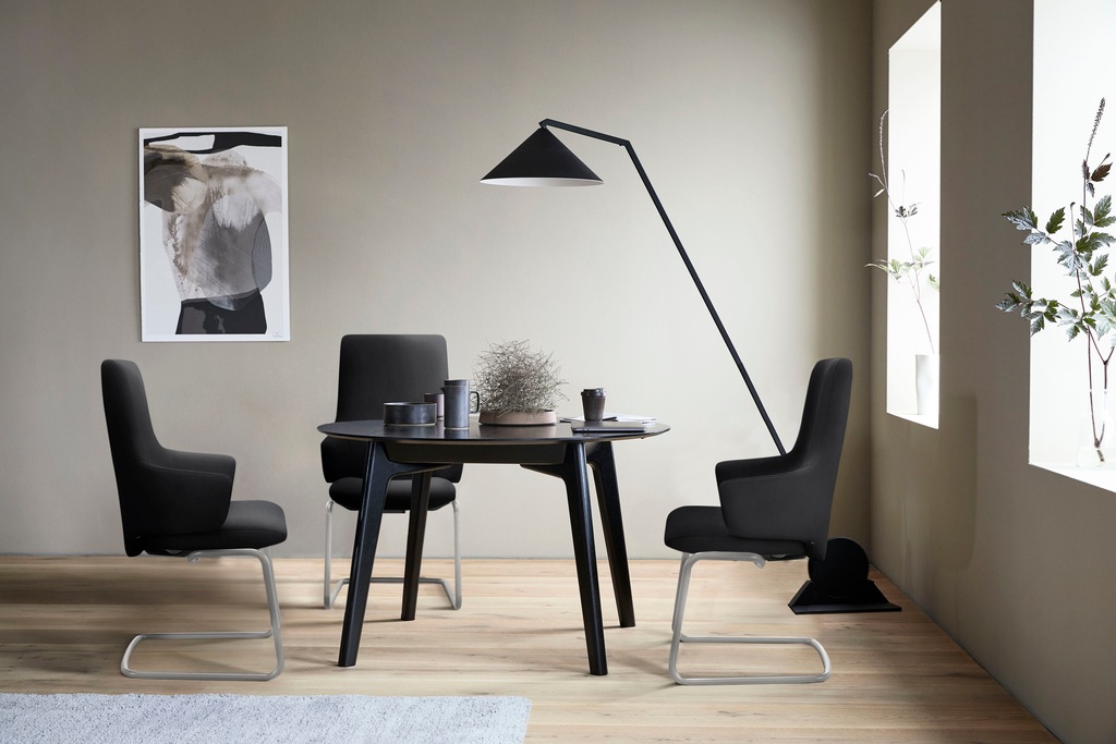 Bild von Stressless® Polsterstuhl »Laurel«, Microfaser DINAMICA, High Back mit Armlehne, Größe L, mit Beinen aus Stahl in Schwarz matt