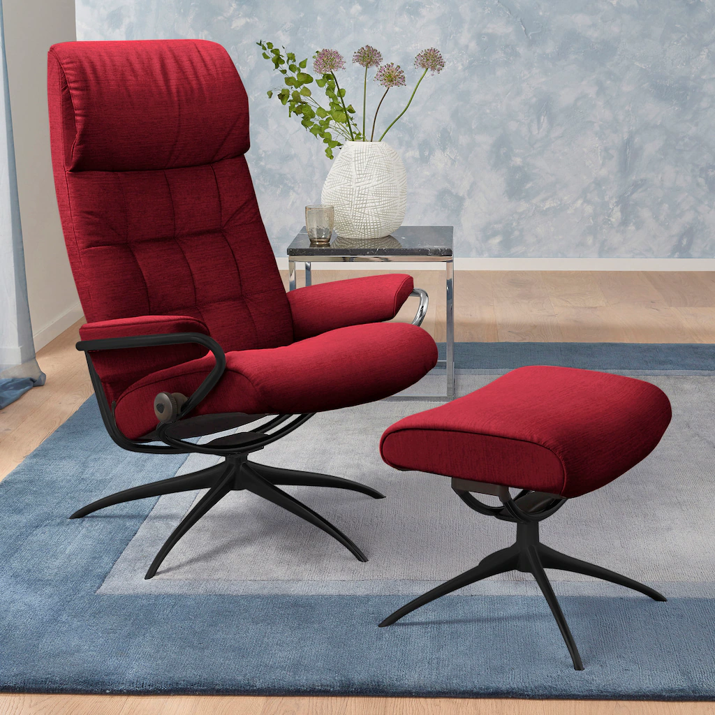Bild von Stressless® Relaxsessel »London«, (Set, Relaxsessel mit Hocker), mit Hocker, High Back, mit Star Base, Gestell Schwarz