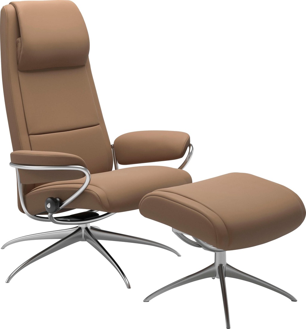 Bild von Stressless® Relaxsessel »Paris«, (Set, Relaxsessel mit Hocker), mit Hocker, High Back, mit Star Base, Gestell Chrom