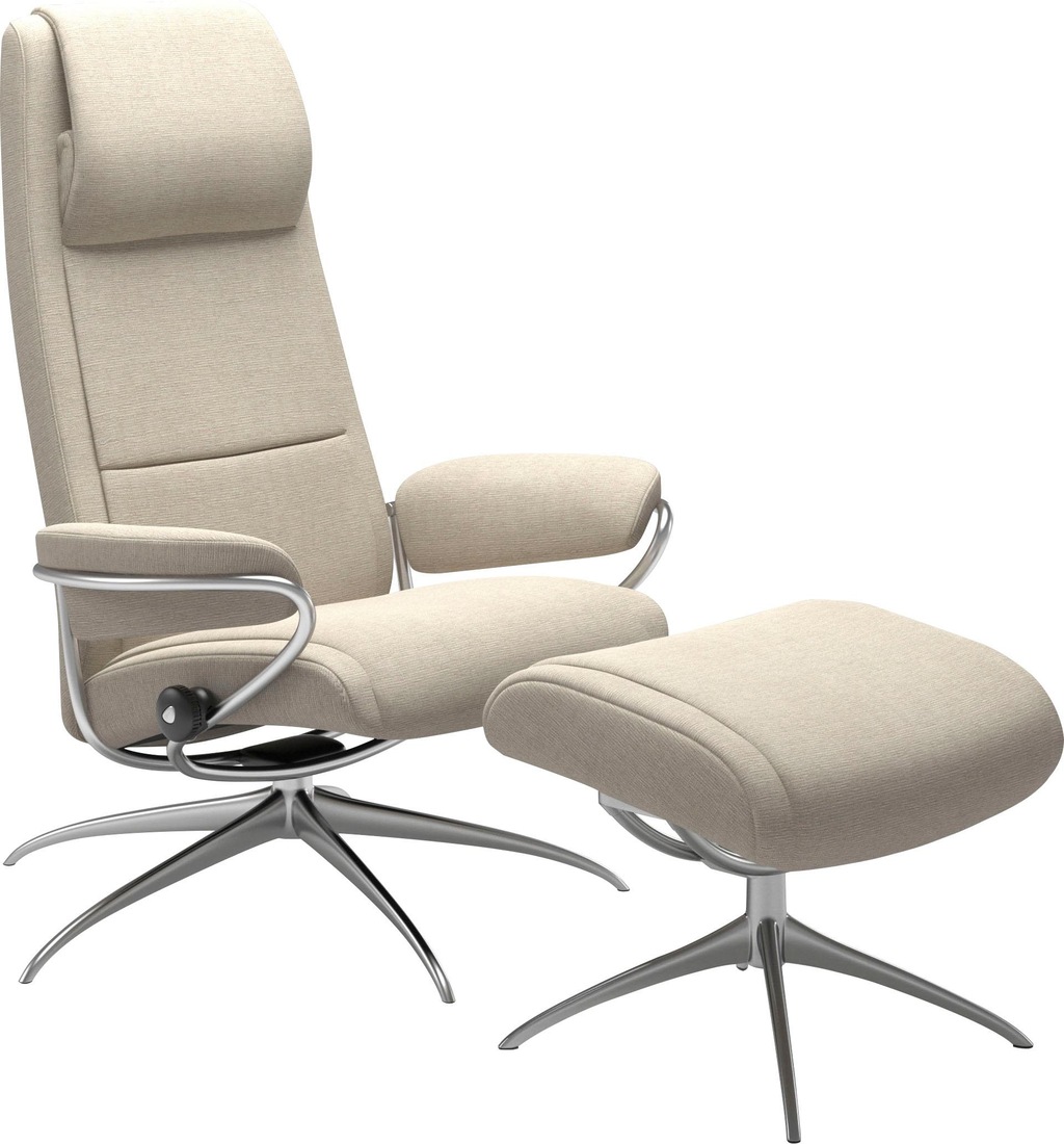 Bild von Stressless® Relaxsessel »Paris«, (Set, Relaxsessel mit Hocker), mit Hocker, High Back, mit Star Base, Gestell Chrom