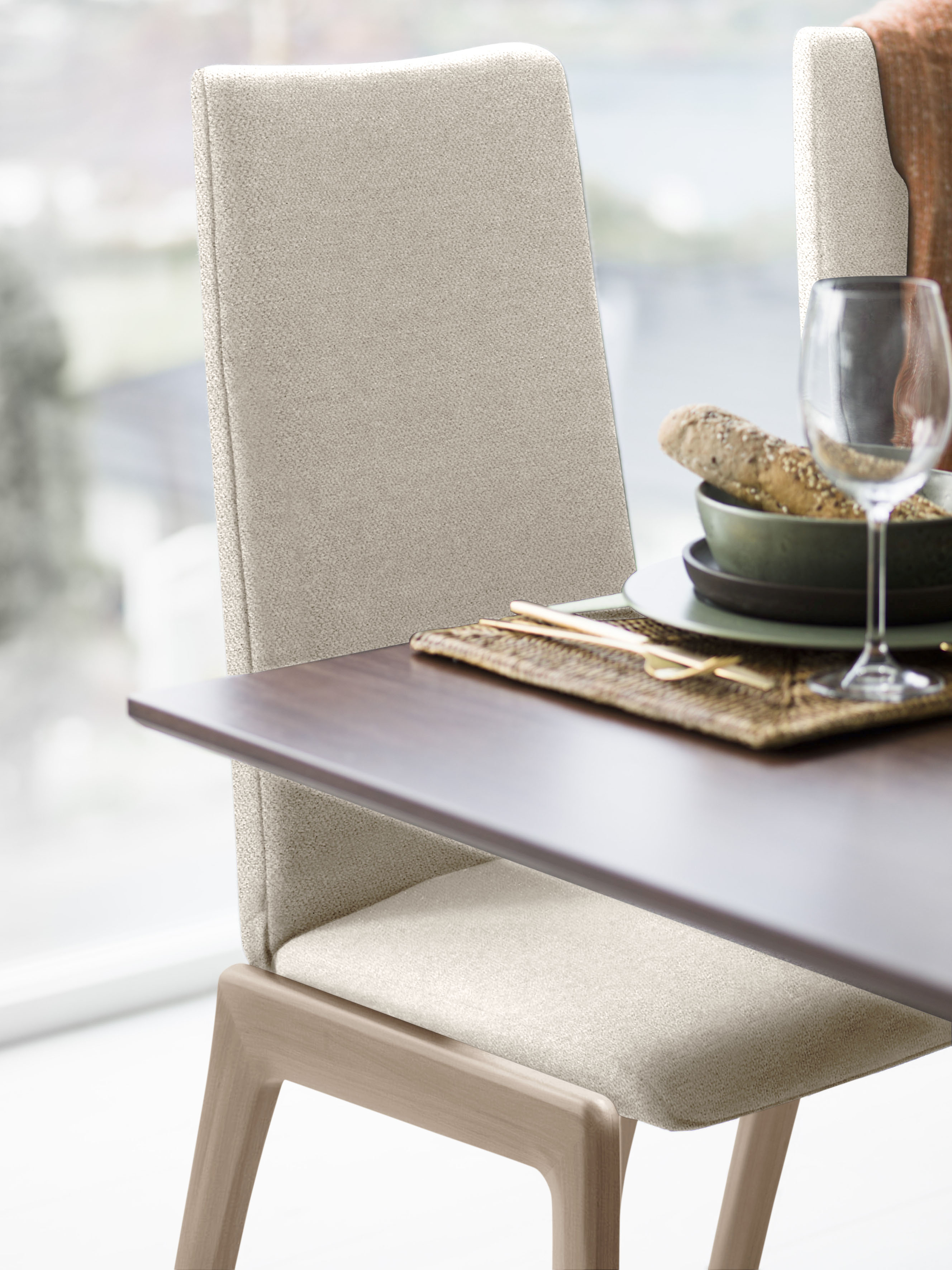 Bild von Stressless® Polsterstuhl »Laurel«, ROHLEDER Stoff Q2 FARON, High Back, Größe L, mit abgerundeten Beinen in Eiche gekalkt
