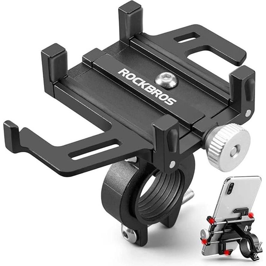 Bild von Rockbros 699-BK Fahrrad-Handyhalter aus Aluminiumlegierung – Schwarz, Smartphone Halterung, Schwarz