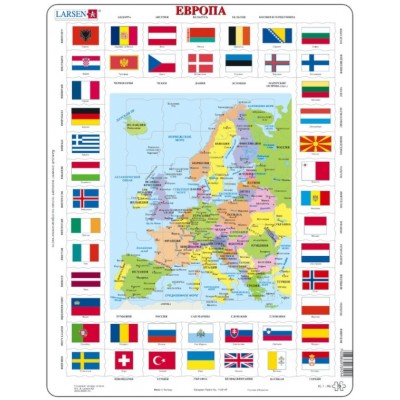 Bild von Larsen Rahmenpuzzle - Europa (auf Russisch) 70 Teile Puzzle Larsen-KL1-RU