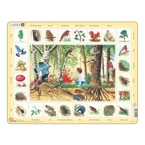 Bild von Larsen Rahmenpuzzle - Die Tiere aus dem Wald (Holländisch) 48 Teile