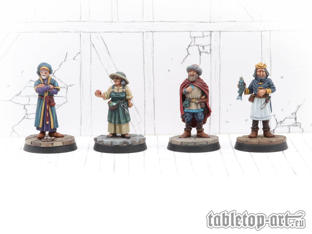 Bild von Tabletop Art Townsfolk Miniatures Merchants Set 2 (4) 28mm Händler Händlerin