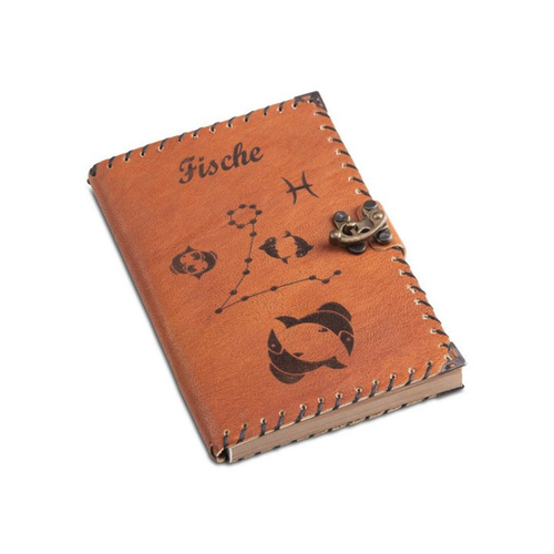 Bild von QUAMOD Tagebuch Notizbuch aus echtem Leder – 12 Sternzeichen Design