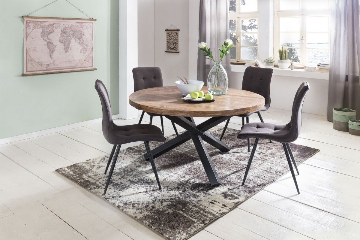 Bild von Esszimmertisch Tisch LANDO 130x130 cm Landhaus-Stil Sheesham Voll-Holz