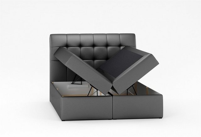 Bild von Fun Möbel Boxspringbett Boxspringbett Schlafzimmerbett TURIN in Kunstleder inkl. Bettkasten (inkl. Viscoschaumtopper)