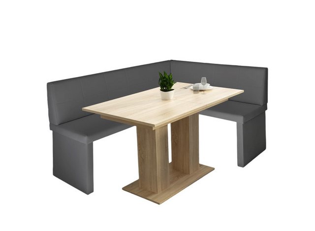 Bild von Fun Möbel Eckbankgruppe Eckbankgruppe „Robin“ in Kunstleder 168x128cm mit Tisch „Dante sonoma“, ausziehbarer Tisch