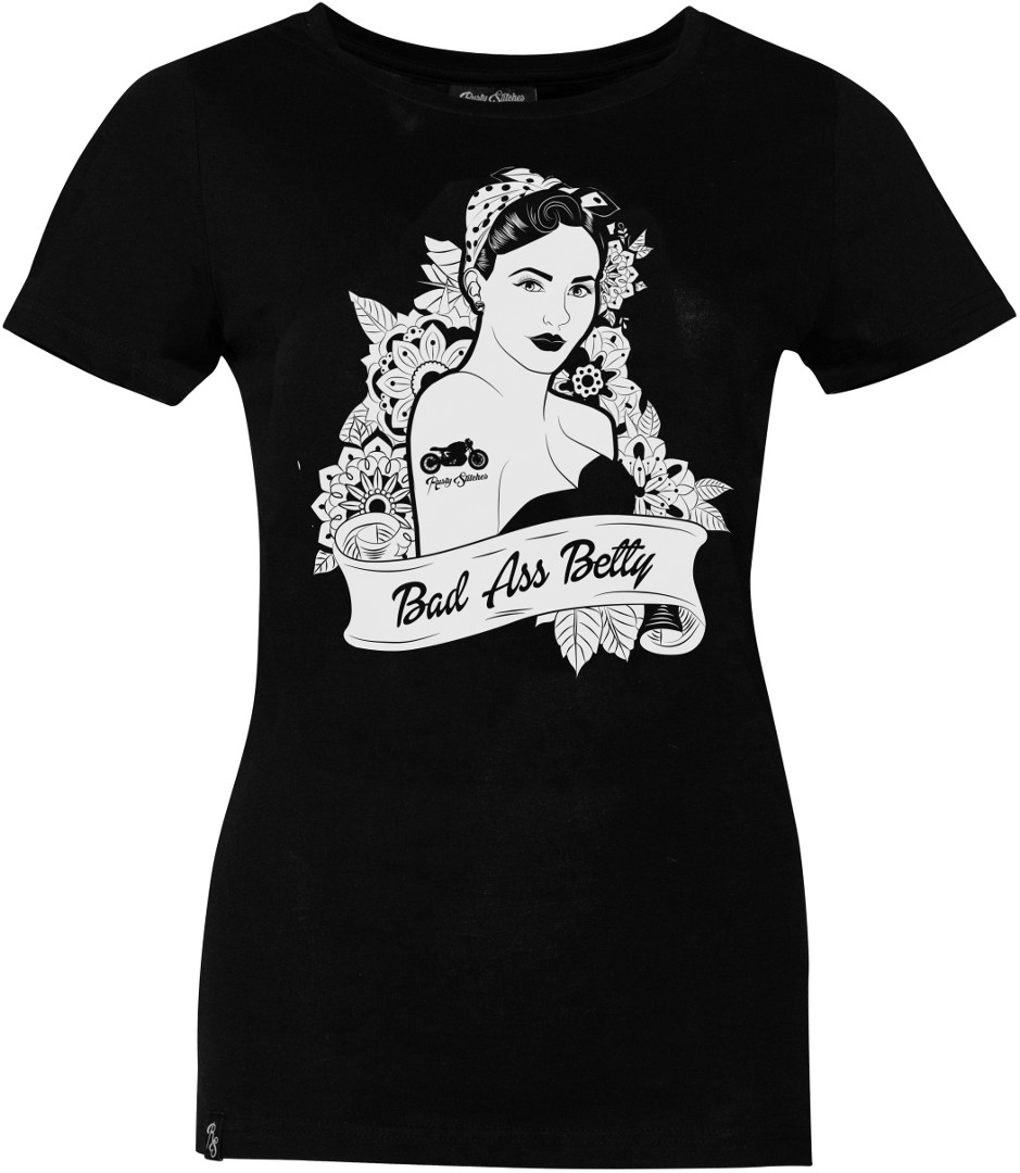 Bild von Rusty Stitches Bad Ass Betty Damen T-Shirt, schwarz-weiss, Größe L