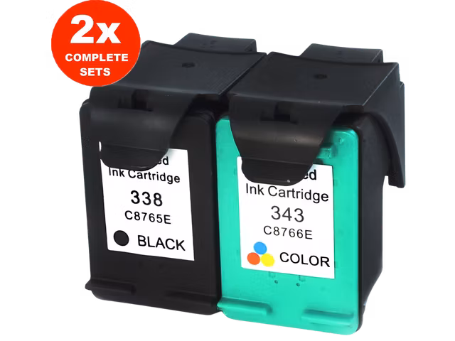 Bild von 2x Druckerpatronen 338-BK & 343-CMY für HP