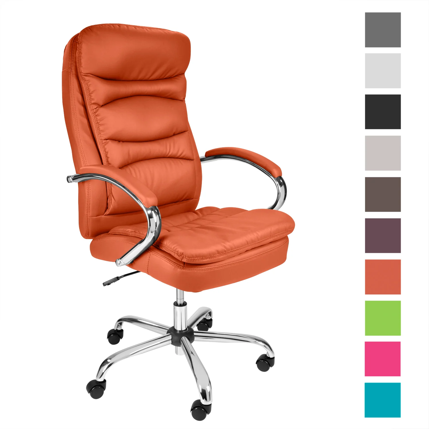 Bild von TPFLiving Premium XXL-Bürostuhl QUEENS, belastbar bis 210kg Kunstleder - Orange