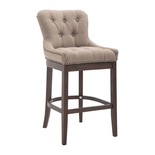 Bild von TPFLiving Barhocker Wooden Luck Gestell Holz Antik Stoff - Taupe