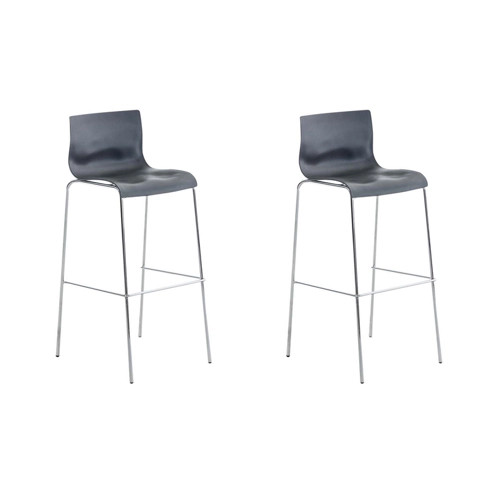 Bild von TPFLiving 2er Set Barhocker Hope 4-Fuß Gestell Metall in Chromoptik Kunststoff - Grau