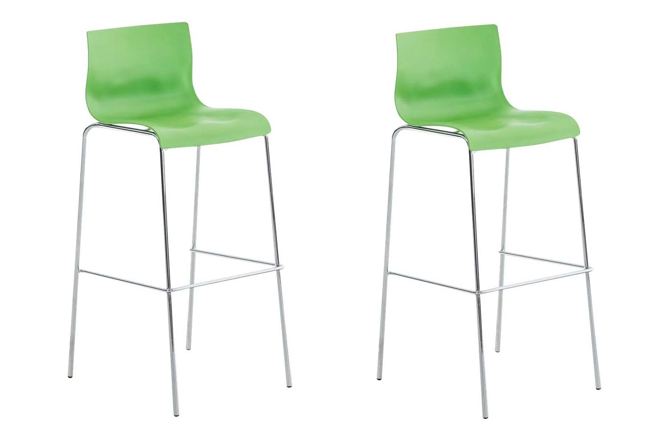 Bild von TPFLiving 2er Set Barhocker Hope 4-Fuß Gestell Metall in Chromoptik Kunststoff - Grün