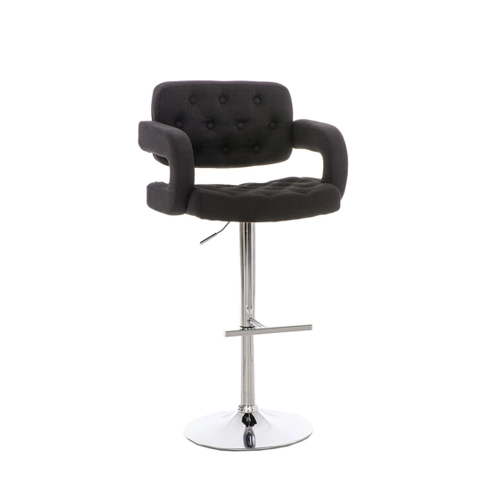 Bild von TPFLiving Barhocker Dubai Gestell Metall in Chromoptik STOFF - Schwarz