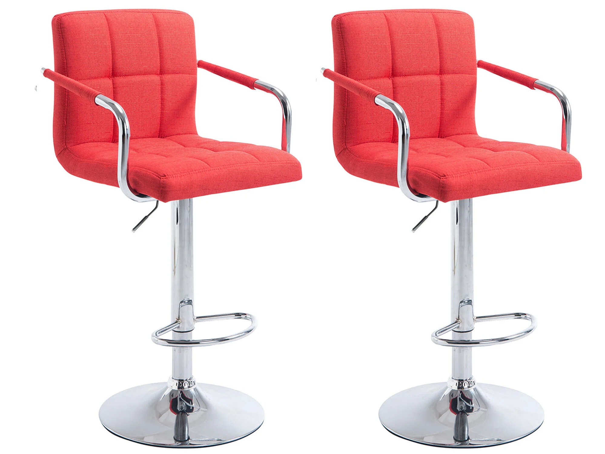 Bild von TPFLiving 1er Set Barhocker Luca Gestell Metall in Chromoptik Stoff - Hellrot