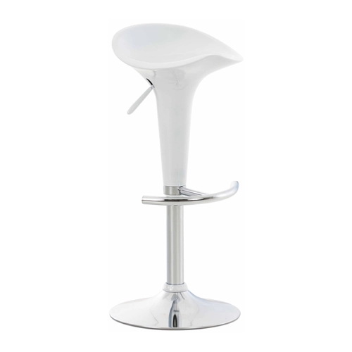 Bild von TPFLiving Barhocker Saddle Gestell Metall in Chromoptik Kunststoff - Weiß