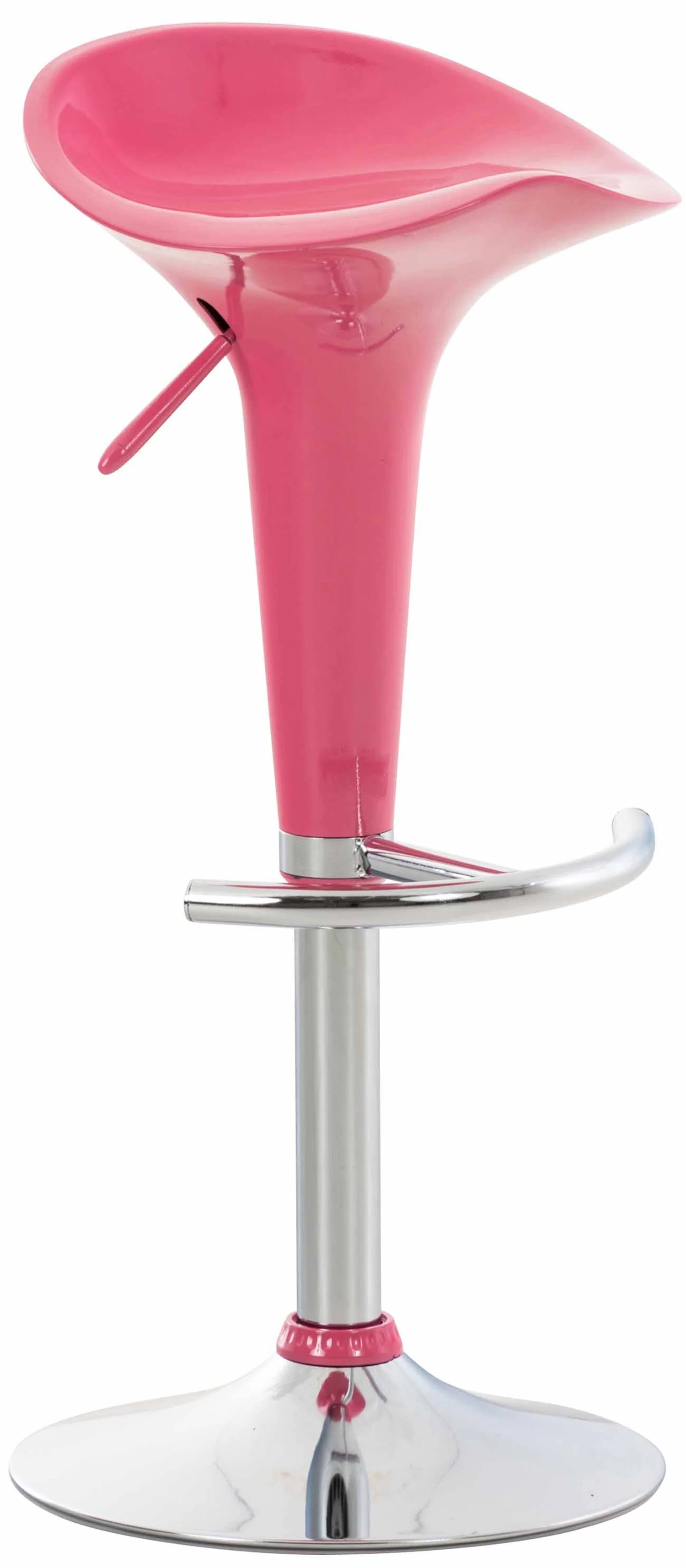 Bild von TPFLiving Barhocker Saddle Gestell Metall in Chromoptik Kunststoff - Pink