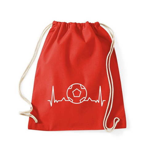 Bild von Youth Designz Turnbeutel Heartbeat Fußball Baumwoll Tasche Turnbeutel, mit trendigem Frontprint