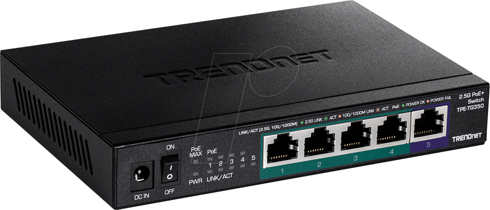 Bild von Trendnet TPE-TG350 5-Port PoE Switch Netzwerk-Switch (Unmanaged 2.5G PoE)