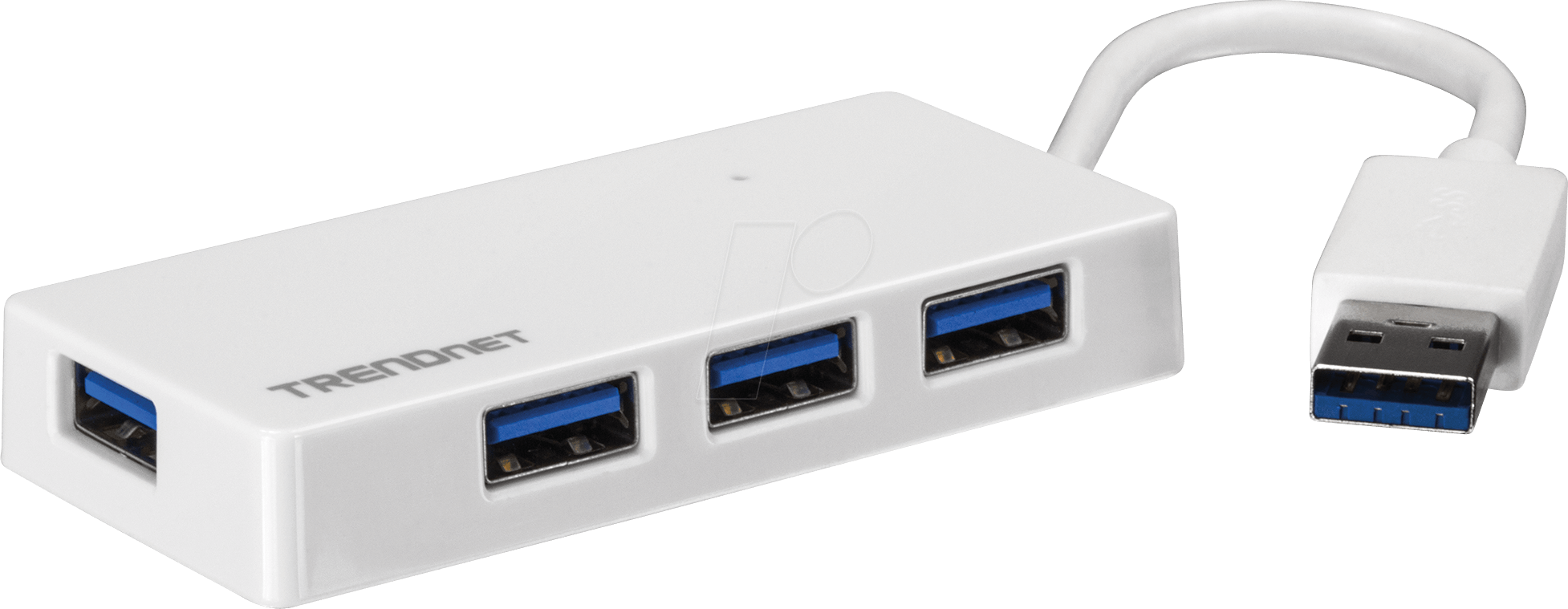 Bild von TRENDnet TU3-H4E 4-Port USB 3.0 Kompakter Mini Hub mit eingebautem USB 3.0 Kabel, Plug & Play, Kompatibel mit: Linux, Windows, Mac, Nintendo Switch, Rückwärts kompatibel mit USB 2.0