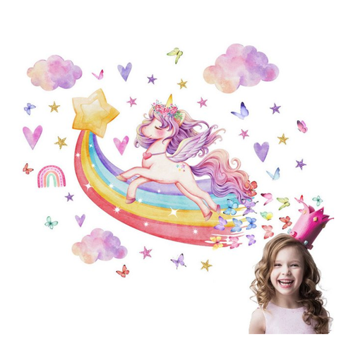Bild von RWEUOQ Wandsticker mit Einhorn-Motiv - Ideale Wandkunst für Kinderzimmer