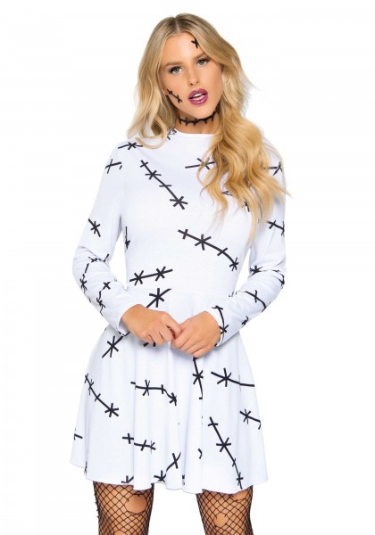 Bild von Leg Avenue Kostüm Grob genäht Halloweenkleid, Frankensteins Braut nach ihrer Fortbildung zur Schneiderin