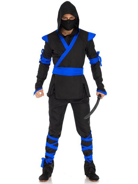 Bild von Leg Avenue Kostüm Ninja Kämpfer blau, Mysteriöser Krieger mit jeder Menge Stoffbändern