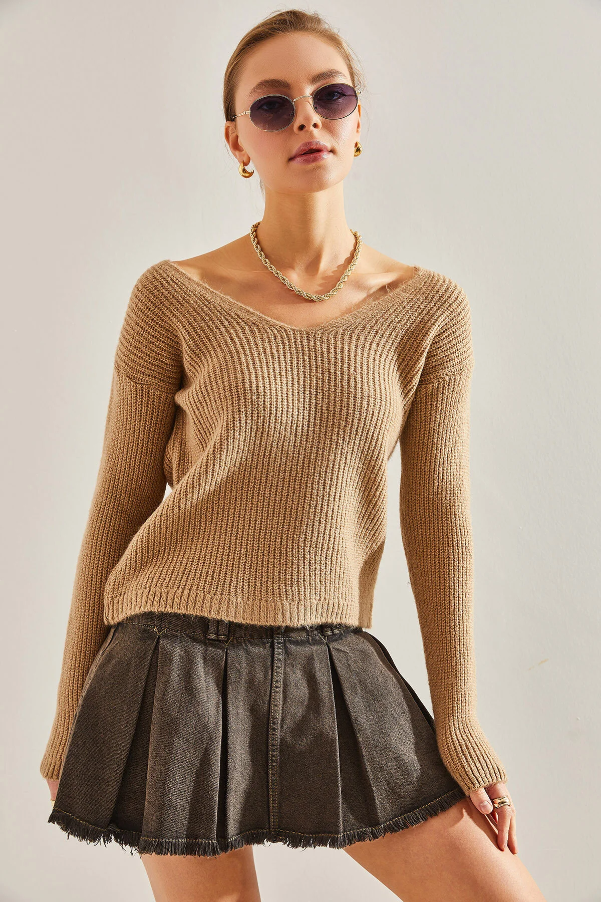 Bild von Bianco Lucci Strickpullover Mit V-ausschnitt für Damen - M
