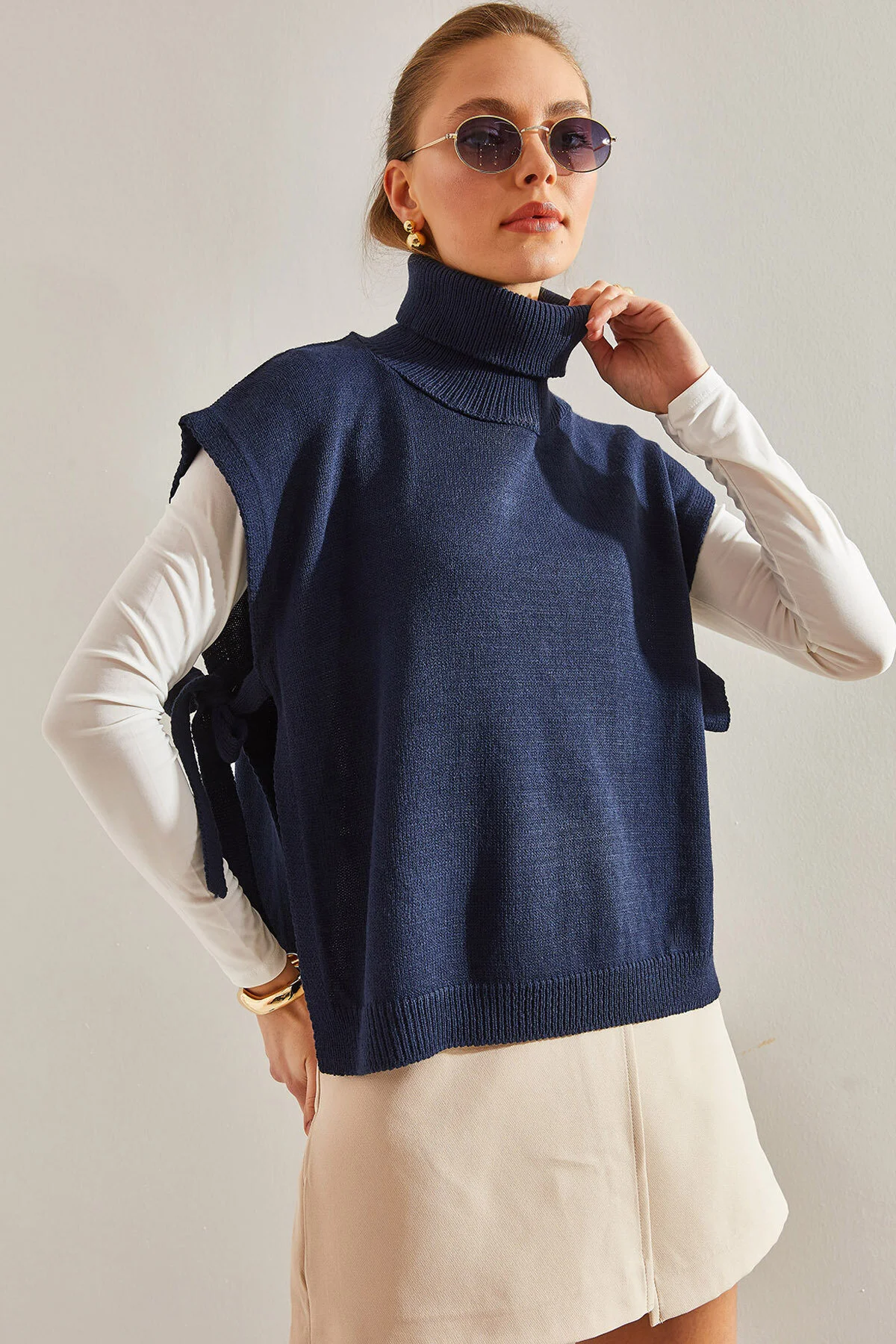 Bild von Bianco Lucci Strickpullover Mit Rollkragen Und Bindegürtel für Damen - Standard