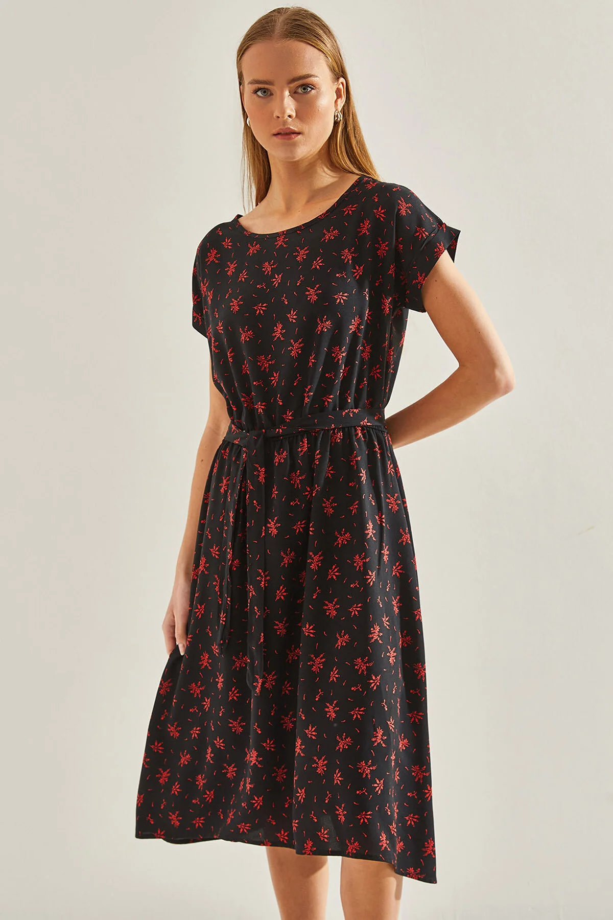 Bild von Bianco Lucci Mehrfarbig Gemustertes Kleid Mit Elastischer Taille für Damen - M