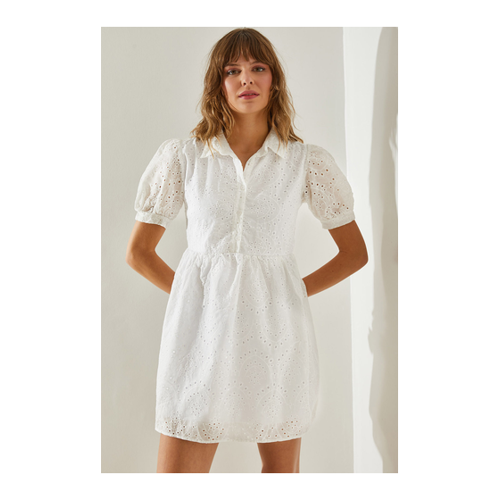 Bild von Bianco Lucci Gemustertes Korbkleid Mit Hemdkragen für Damen - 38