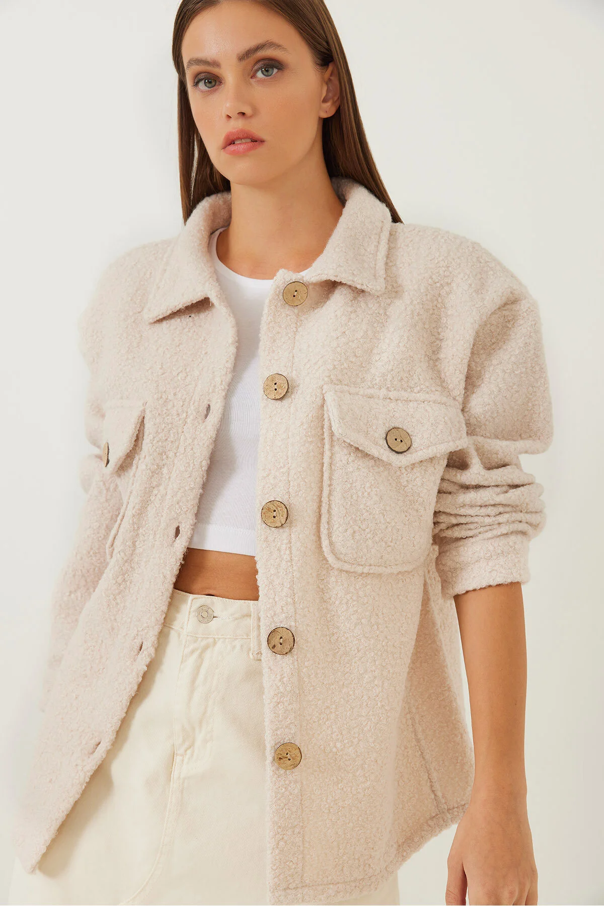 Bild von Bianco Lucci Jacke Aus Börümcük-stoff Mit Doppeltaschen – 4636 für Damen - 36