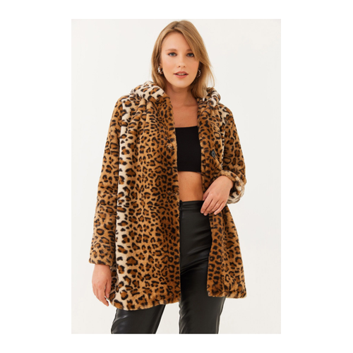 Bild von Bianco Lucci Kapuzenfell Mit Leopardenmuster 2457 für Damen - 38