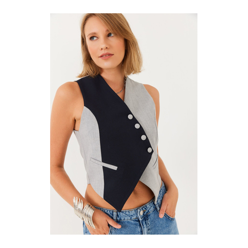 Bild von Bianco Lucci Asymmetrisch Geschnittene, Garnierte Weste für Damen - S