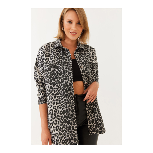 Bild von Bianco Lucci Jacke Aus Gabardine-leoparden-denim für Damen - L