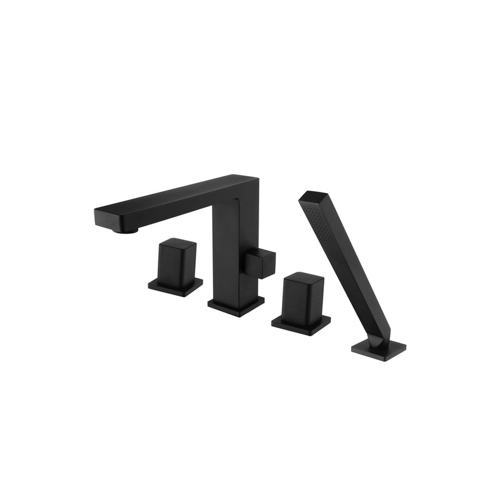 Bild von Wannenrandarmatur Fliesenrandarmatur 6081B - Design 4-Loch-Badewannenarmatur in Schwarz