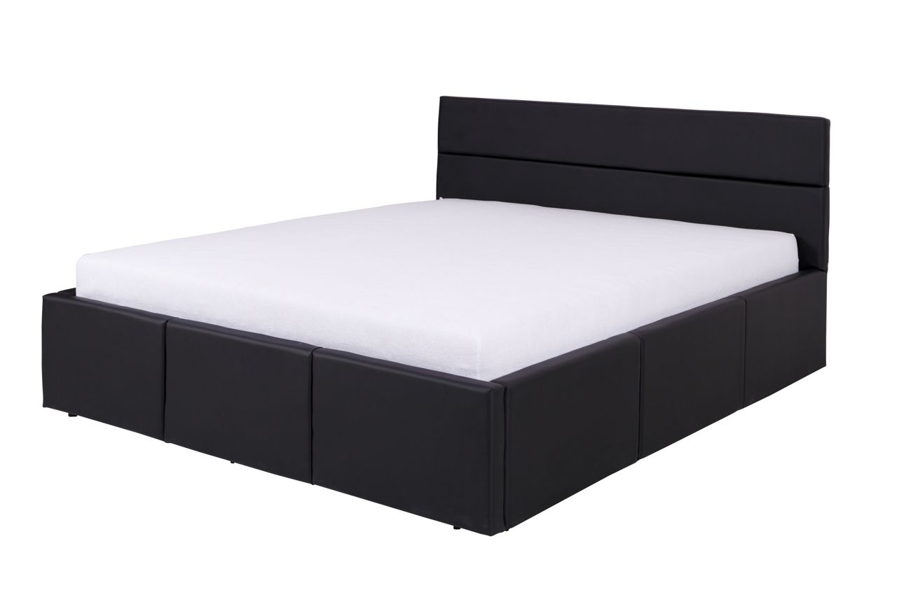 Bild von Polsterbett Bett Doppelbett LABRI Kunstleder Schwarz 160x200cm