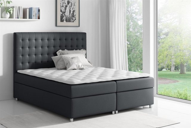 Bild von Fun Möbel Boxbett Schlafzimmerbett CARIN in Stoff oder Kunstleder (inkl. Bettkästen, inkl. Kaltschaumtopper), eingebautes Liftsystem für Bettkästen