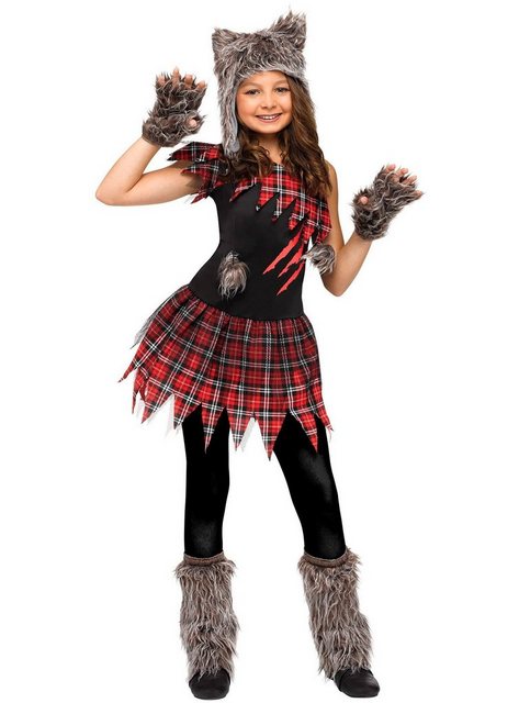 Bild von Fun World Kostüm Wilde Wölfin Kostüm für Mädchen, Werwolfkostüm mit zerrissenem Kleid und Fellstulpen