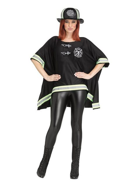 Bild von Fun World Kostüm Feuerwehrfrau Poncho, Poncho mit US-Feuerwehr-Aufdruck