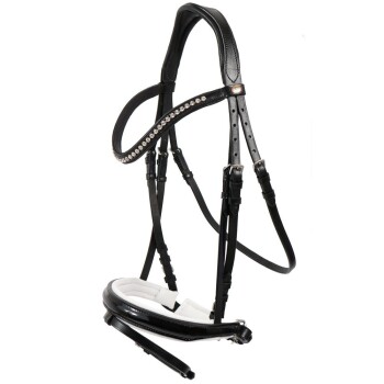 Bild von Hans Melzer Horse Equipment Hans Melzer Trense Hagen weiß unterlegt LACK Pony