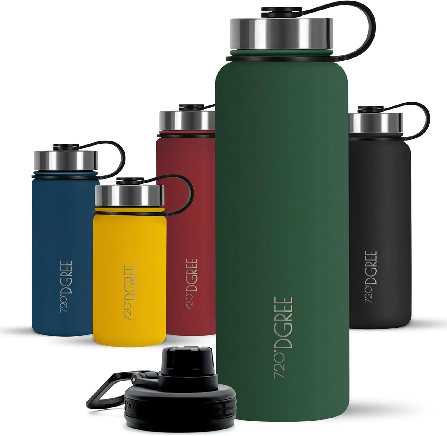Bild von 720°DGREE 950ml Edelstahl Trinkflasche noLimit, auslaufsicher und kohlensäuregeeignet, BPA-frei, mit Schraubverschluss und gratis Sportdeckel